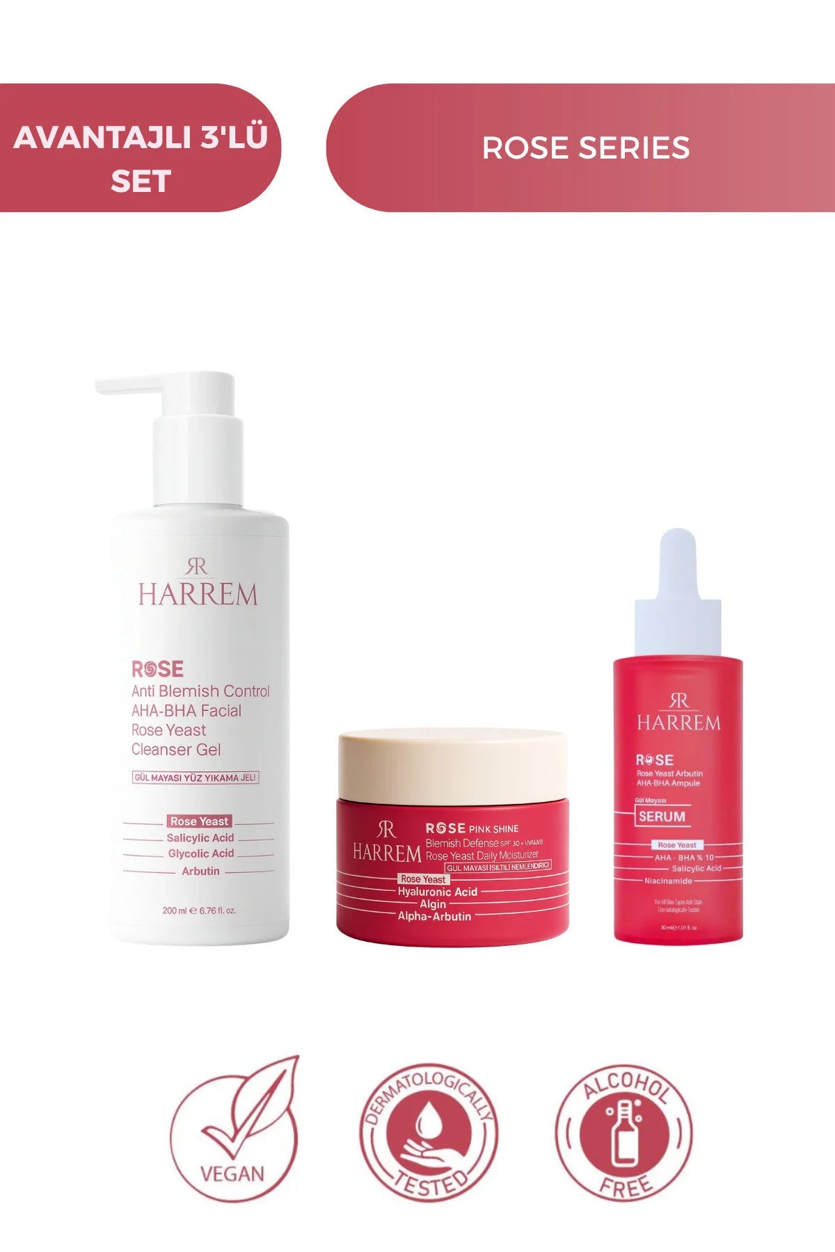 Gül Mayası Rose Series Serum & Rose Series Krem & Rose Series Yüz Yıkama Jeli