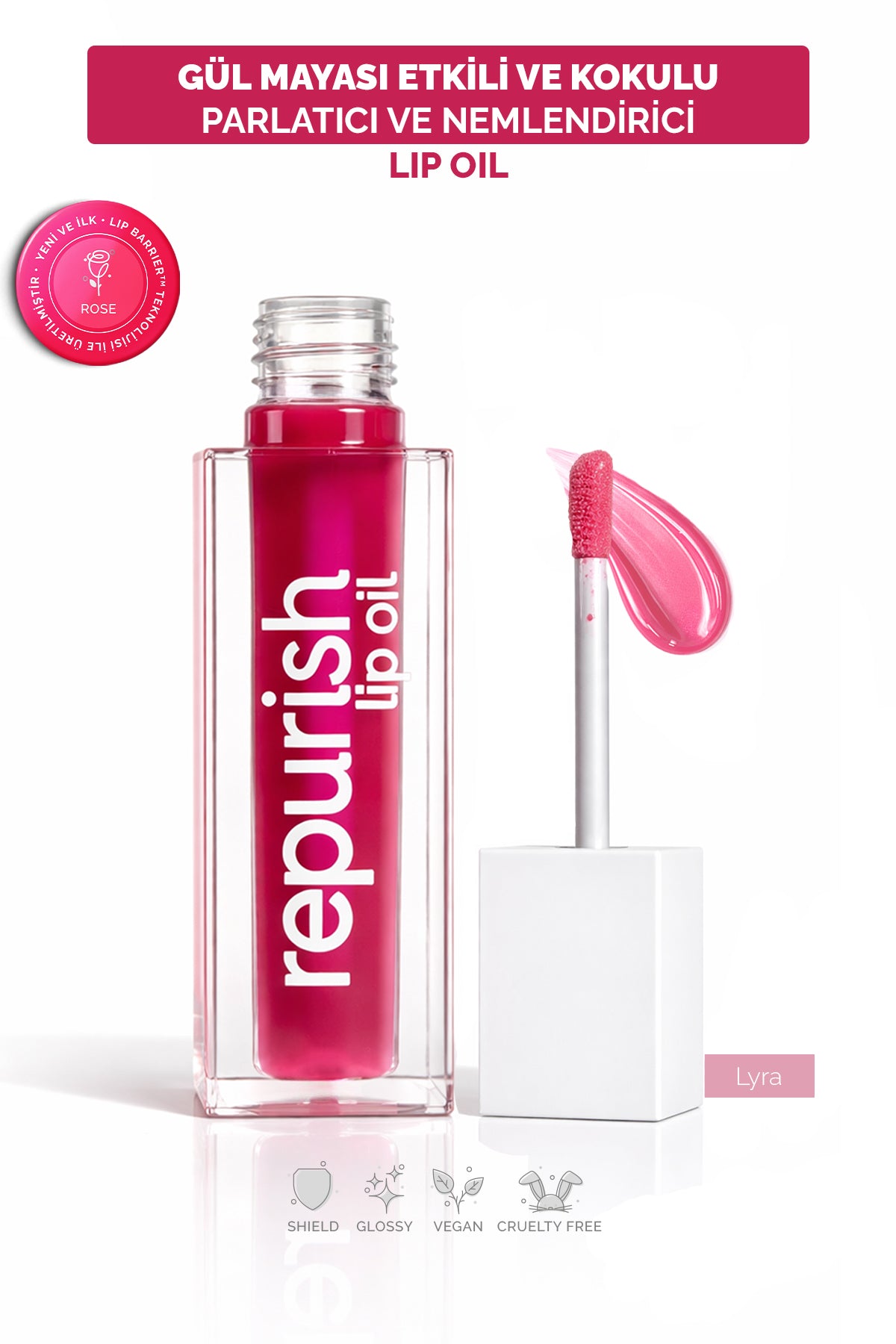 Gül Mayalı Dudak Bakım Yağı (Lip Oil) - Lyra