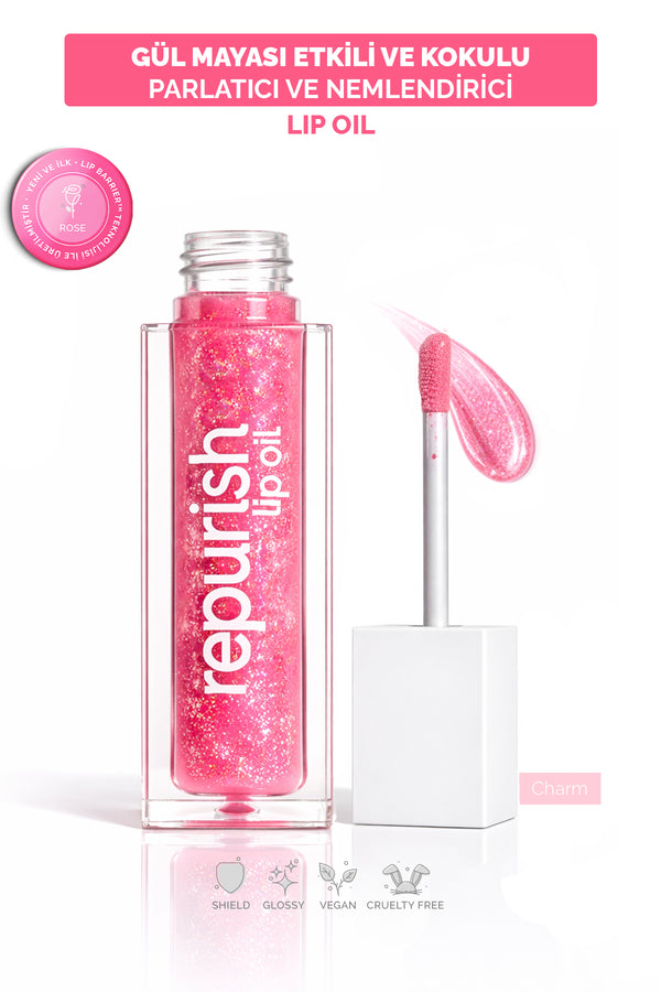 Gül Mayalı Dudak Bakım Yağı (Lip Oil Simli)  - Charm
