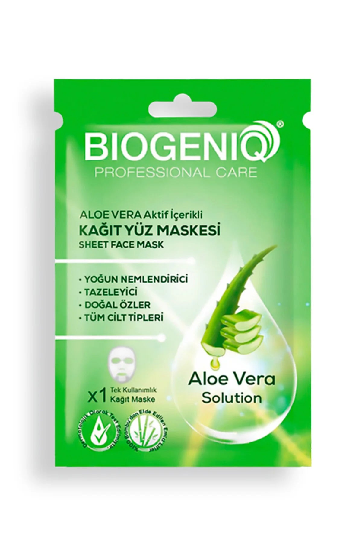 Aloe Vera Solution Tek Kullanımlık Kağıt Yüz Maskesi