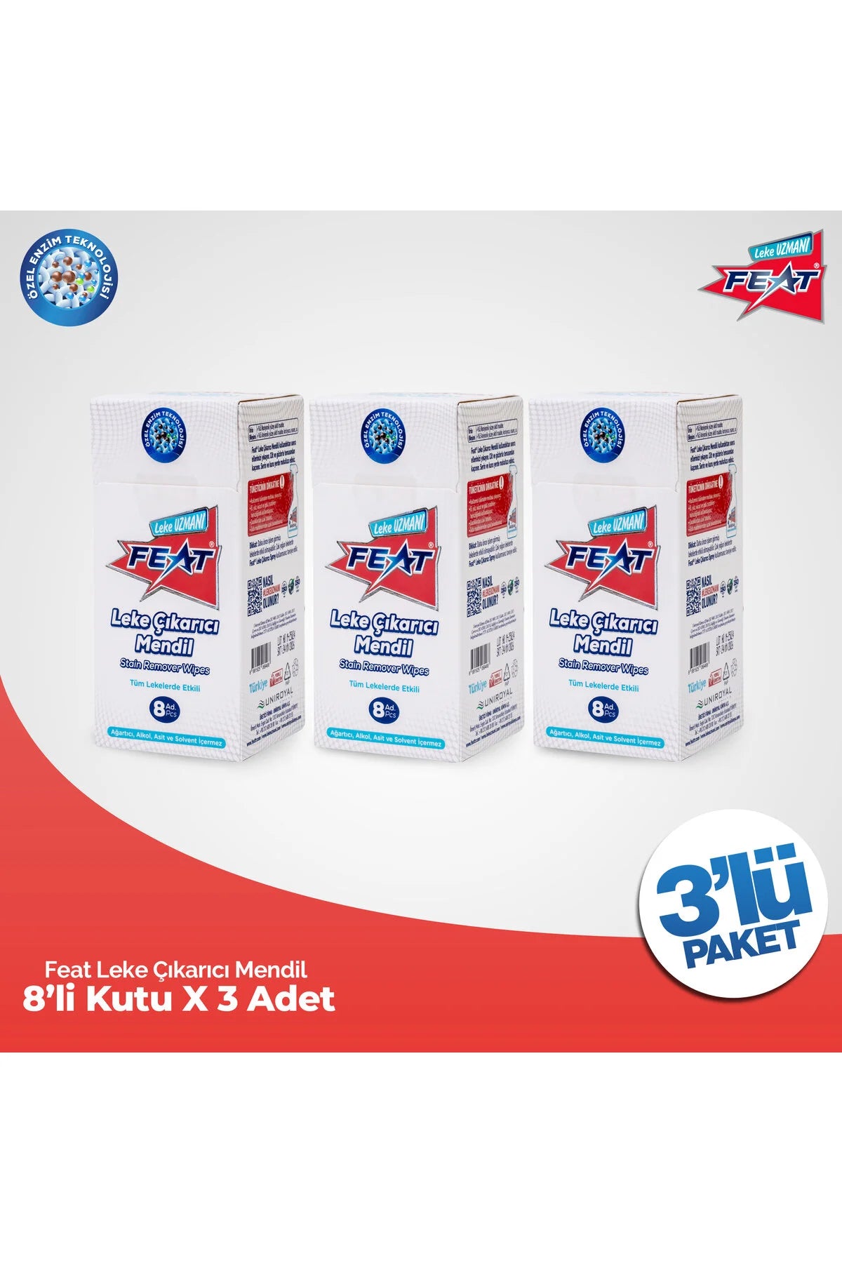 Leke Çıkarıcı Mendil -8'li 3 Kutu (24 Adet Mendil)