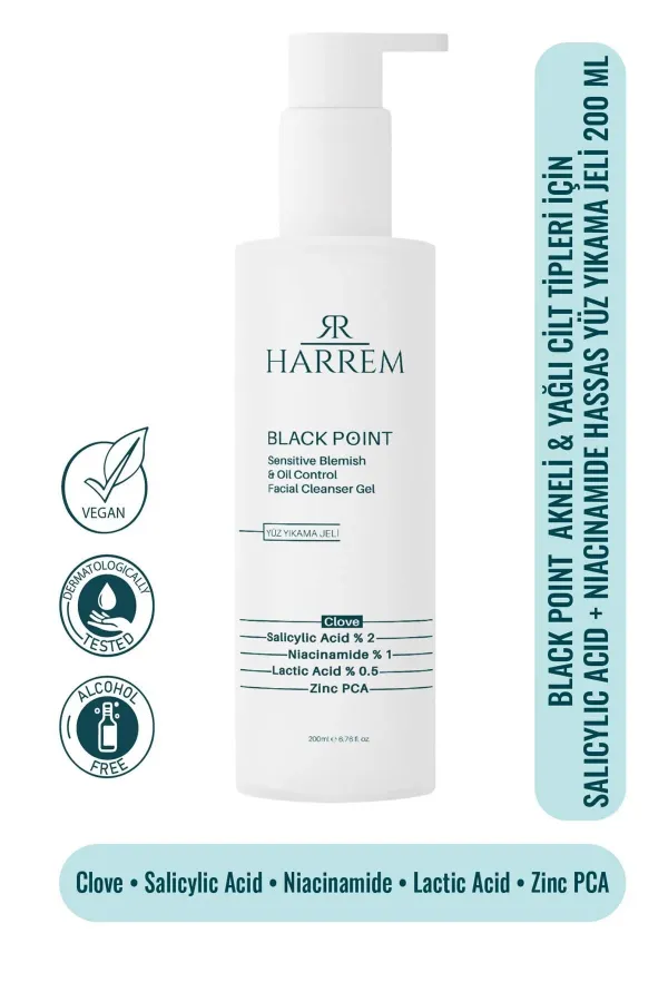 Akneli&Yağlı Cilt Tipleri için Saliyclic Acid+Niacinamide Hassas Yüz Yıkama Jeli 200 ML Black P.int
