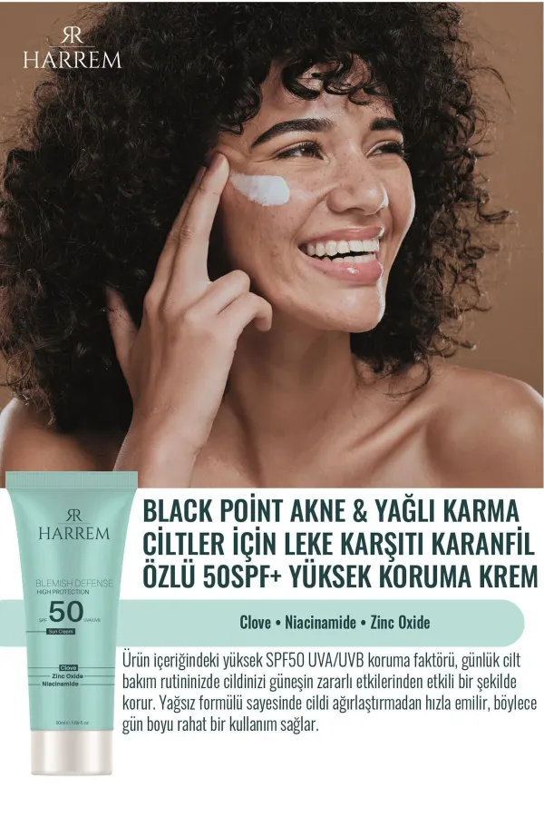 Akneli&yağlı Ciltler Leke Karşıtı Yüksek Koruyucu Yağsız Spf50 Uva/uvb Güneş Kremi 50 ml Black P.in