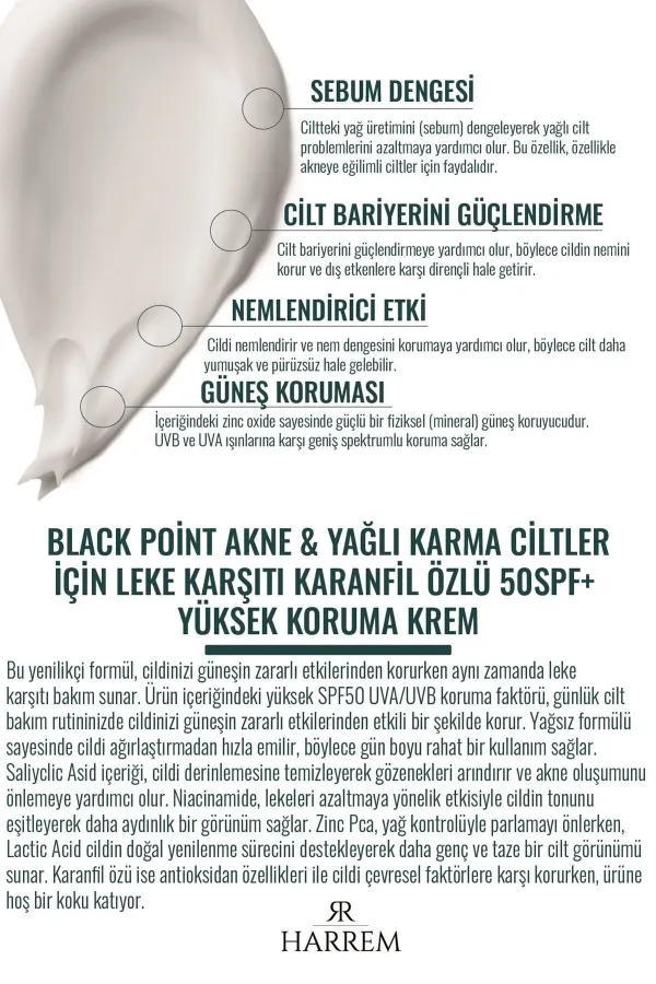 Akneli&yağlı Ciltler Leke Karşıtı Yüksek Koruyucu Yağsız Spf50 Uva/uvb Güneş Kremi 50 ml Black P.in